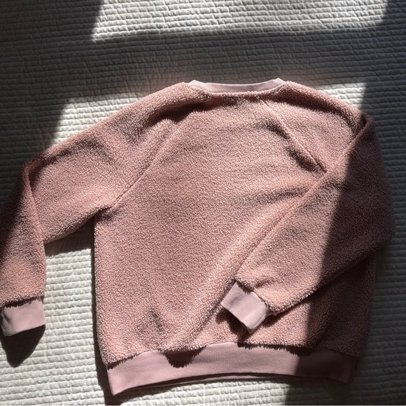Sherpa Knubbly Textured Dusty Pink Rose Blush Crewneck Pullover Sweater - Picture 5 of 7